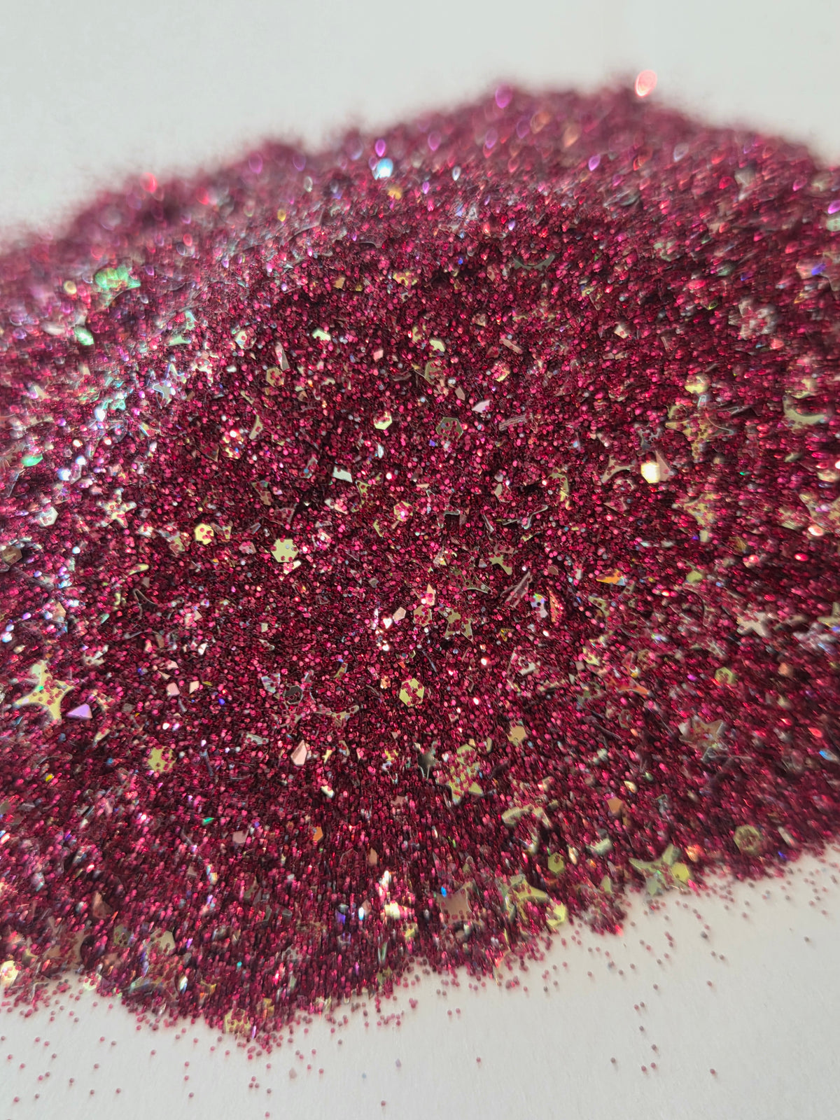 Galaxy - Burgundy glitter with iridescent stars and confetti shards - loose glitter for nail cart, cosmetics, crafts, tumblers, resin art
