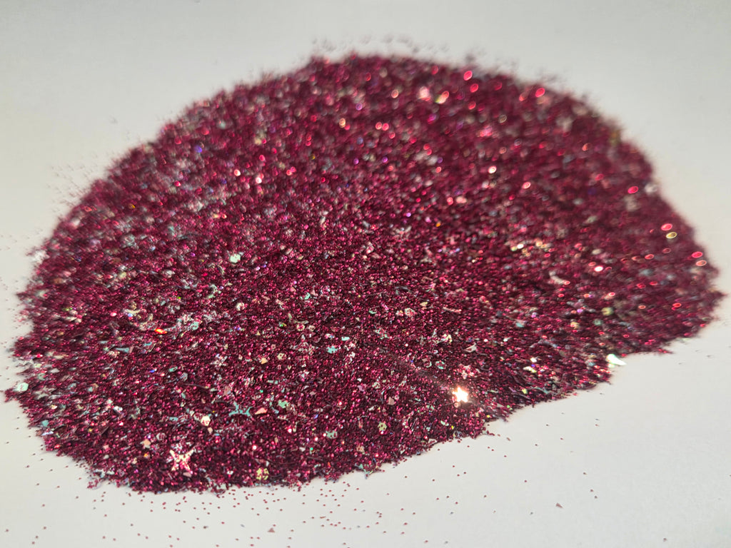Galaxy - Burgundy glitter with iridescent stars and confetti shards - loose glitter for nail cart, cosmetics, crafts, tumblers, resin art