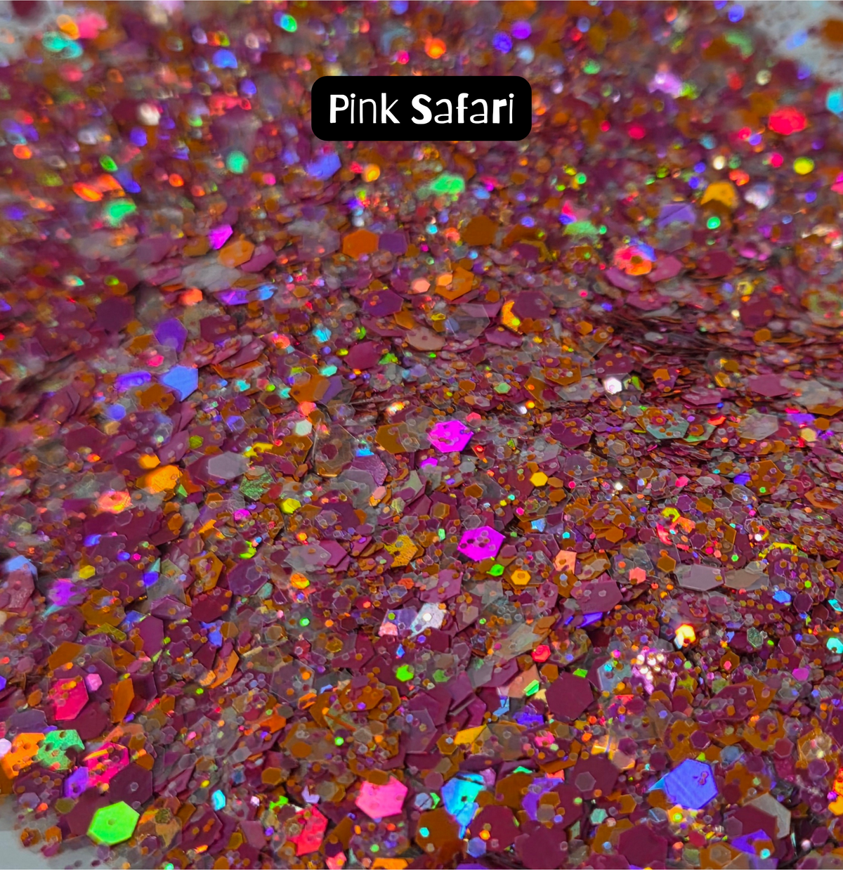 Pink Safari holographic glitter - nail art, diy crafting, resin art, tumblers